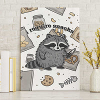 I Require Snacks Raccoon Canvas Wall Art Cute Bandit Raccoon Chaos with a Knife