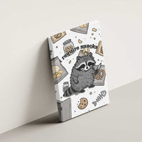 I Require Snacks Raccoon Canvas Wall Art Cute Bandit Raccoon Chaos with a Knife