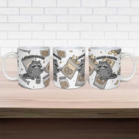 I Require Snacks Raccoon Ceramic Mug Cute Bandit Raccoon Chaos with a Knife