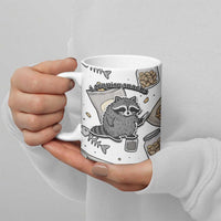 I Require Snacks Raccoon Ceramic Mug Cute Bandit Raccoon Chaos with a Knife