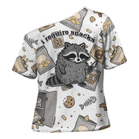 I Require Snacks Raccoon Cross Shoulder Shirt Cute Bandit Raccoon Chaos with a Knife