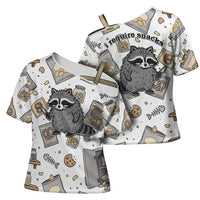 I Require Snacks Raccoon Cross Shoulder Shirt Cute Bandit Raccoon Chaos with a Knife