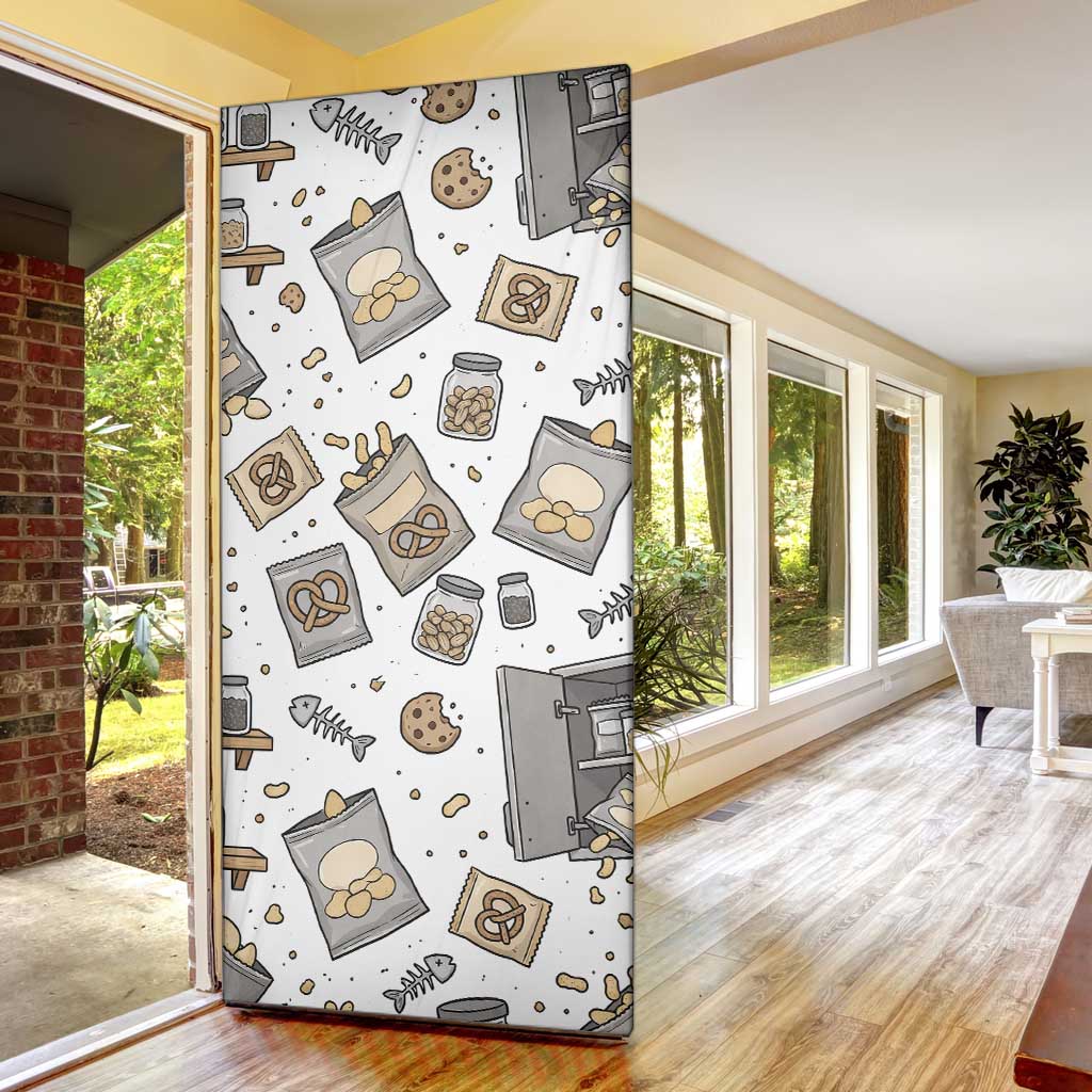 I Require Snacks Raccoon Door Cover Cute Bandit Raccoon Chaos with a Knife
