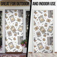 I Require Snacks Raccoon Door Cover Cute Bandit Raccoon Chaos with a Knife