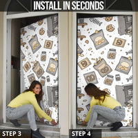 I Require Snacks Raccoon Door Cover Cute Bandit Raccoon Chaos with a Knife