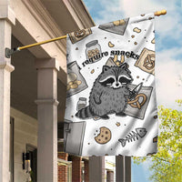 I Require Snacks Raccoon Garden Flag Cute Bandit Raccoon Chaos with a Knife