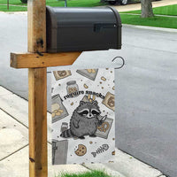 I Require Snacks Raccoon Garden Flag Cute Bandit Raccoon Chaos with a Knife