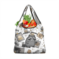 I Require Snacks Raccoon Grocery Bag Cute Bandit Raccoon Chaos with a Knife