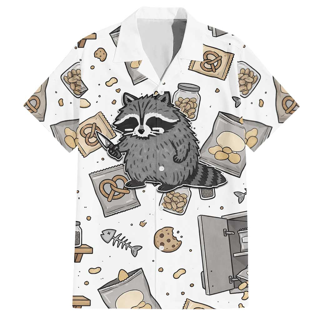 I Require Snacks Raccoon Hawaiian Shirt Cute Bandit Raccoon Chaos with a Knife