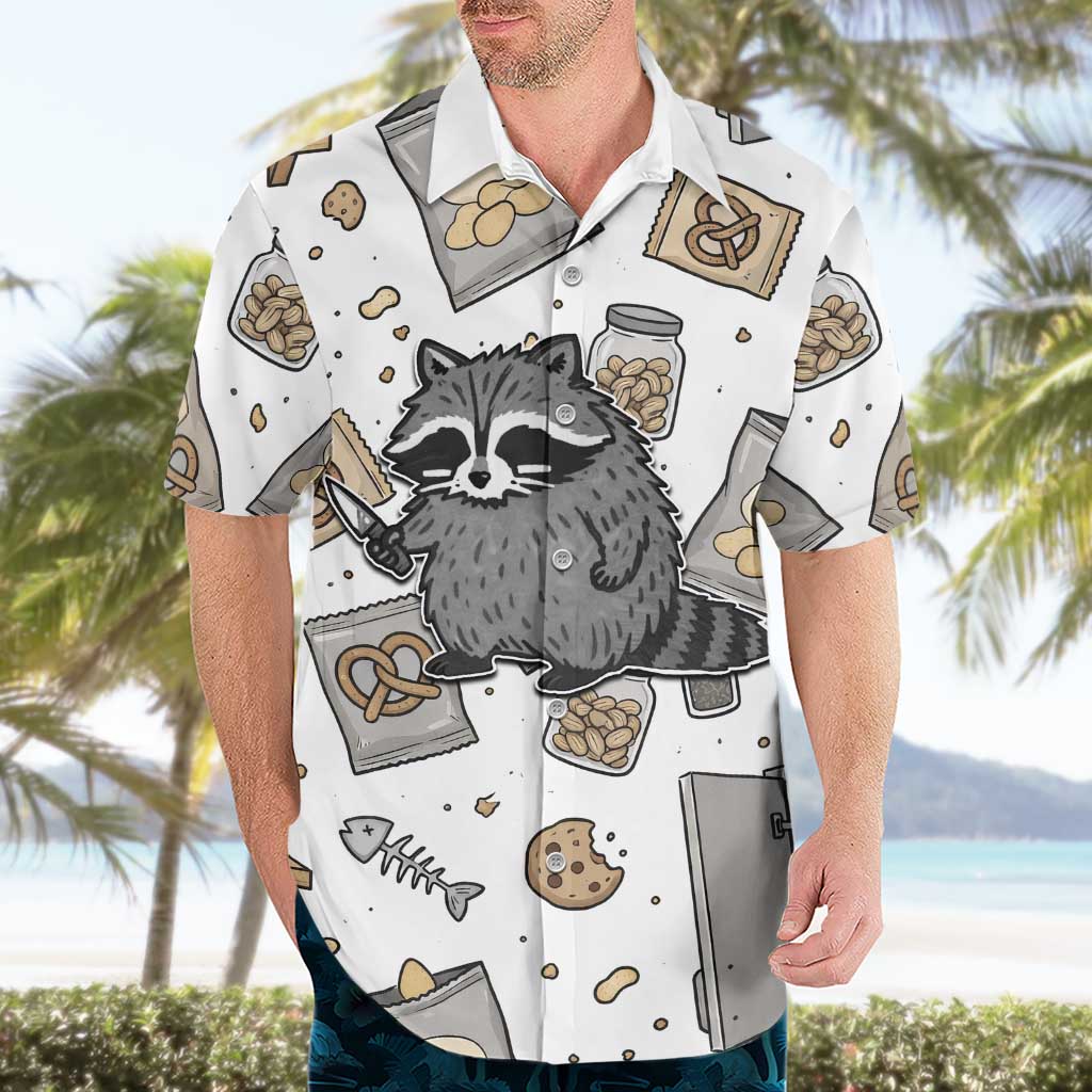 I Require Snacks Raccoon Hawaiian Shirt Cute Bandit Raccoon Chaos with a Knife