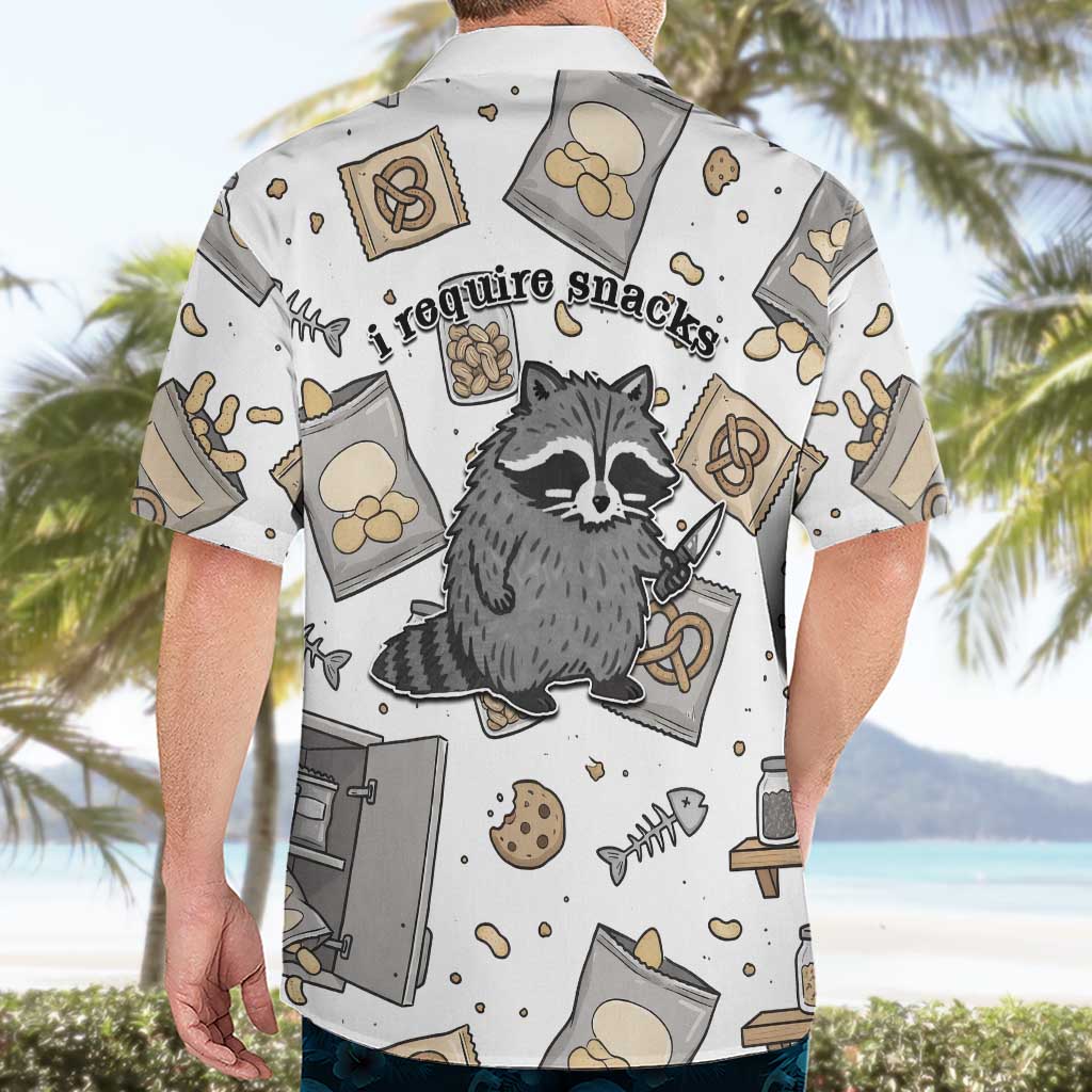 I Require Snacks Raccoon Hawaiian Shirt Cute Bandit Raccoon Chaos with a Knife