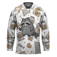 I Require Snacks Raccoon Hockey Jersey Cute Bandit Raccoon Chaos with a Knife