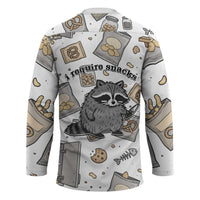 I Require Snacks Raccoon Hockey Jersey Cute Bandit Raccoon Chaos with a Knife
