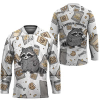 I Require Snacks Raccoon Hockey Jersey Cute Bandit Raccoon Chaos with a Knife