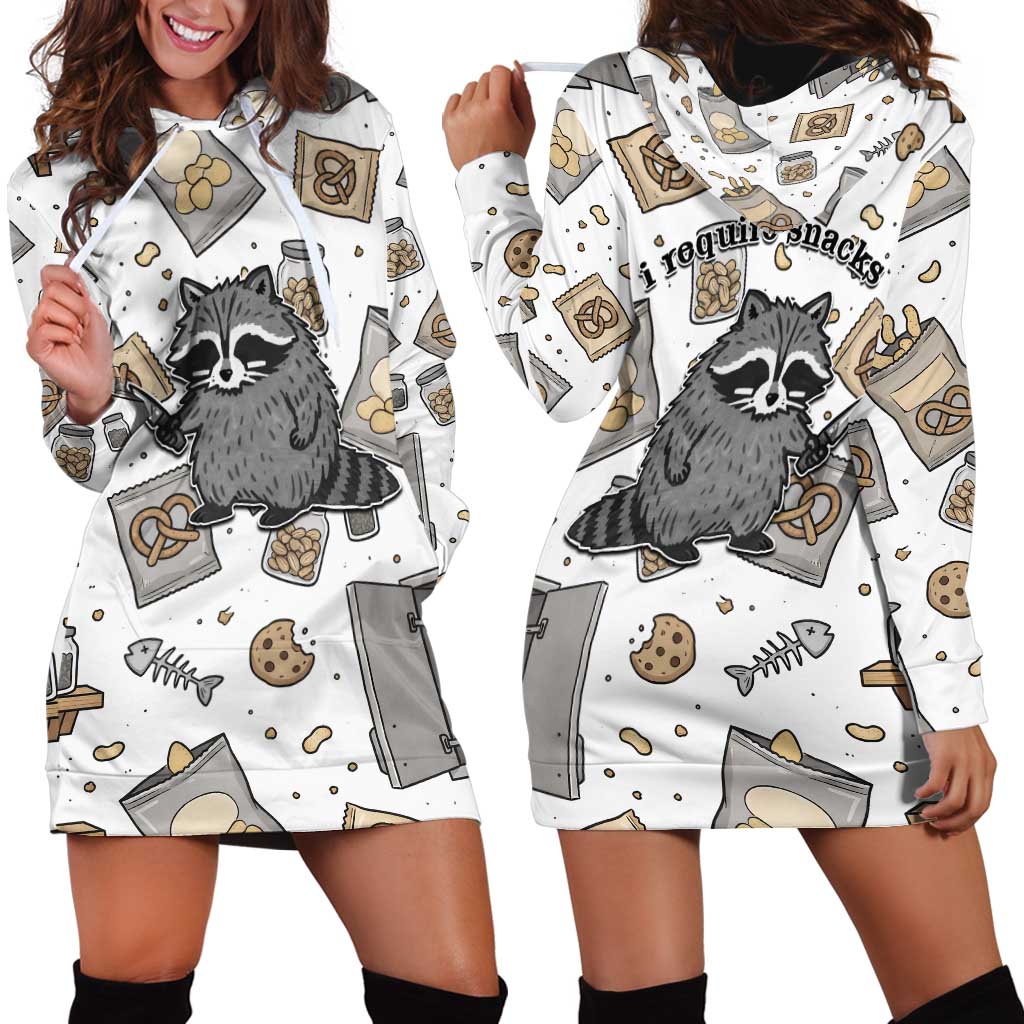 I Require Snacks Raccoon Hoodie Dress Cute Bandit Raccoon Chaos with a Knife