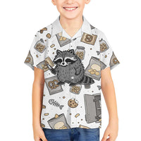 I Require Snacks Raccoon Kid Hawaiian Shirt Cute Bandit Raccoon Chaos with a Knife