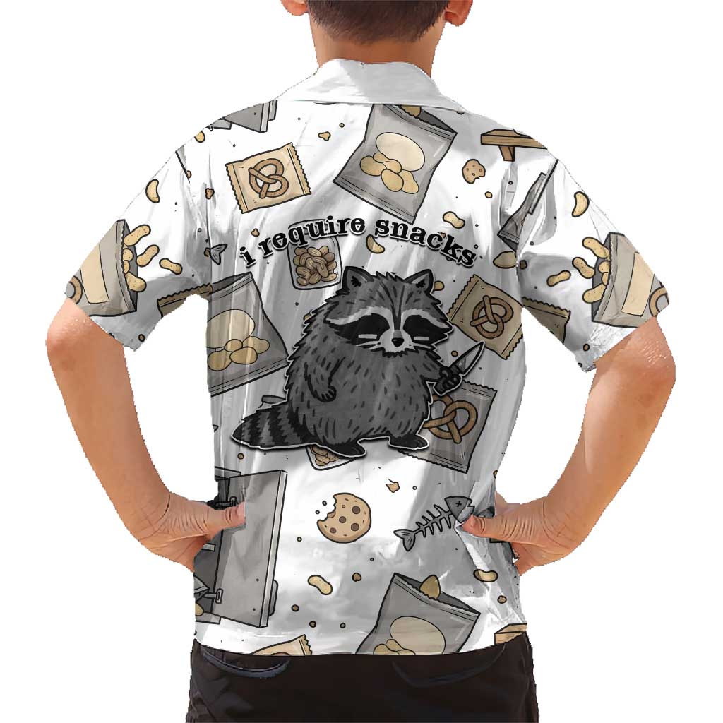 I Require Snacks Raccoon Kid Hawaiian Shirt Cute Bandit Raccoon Chaos with a Knife
