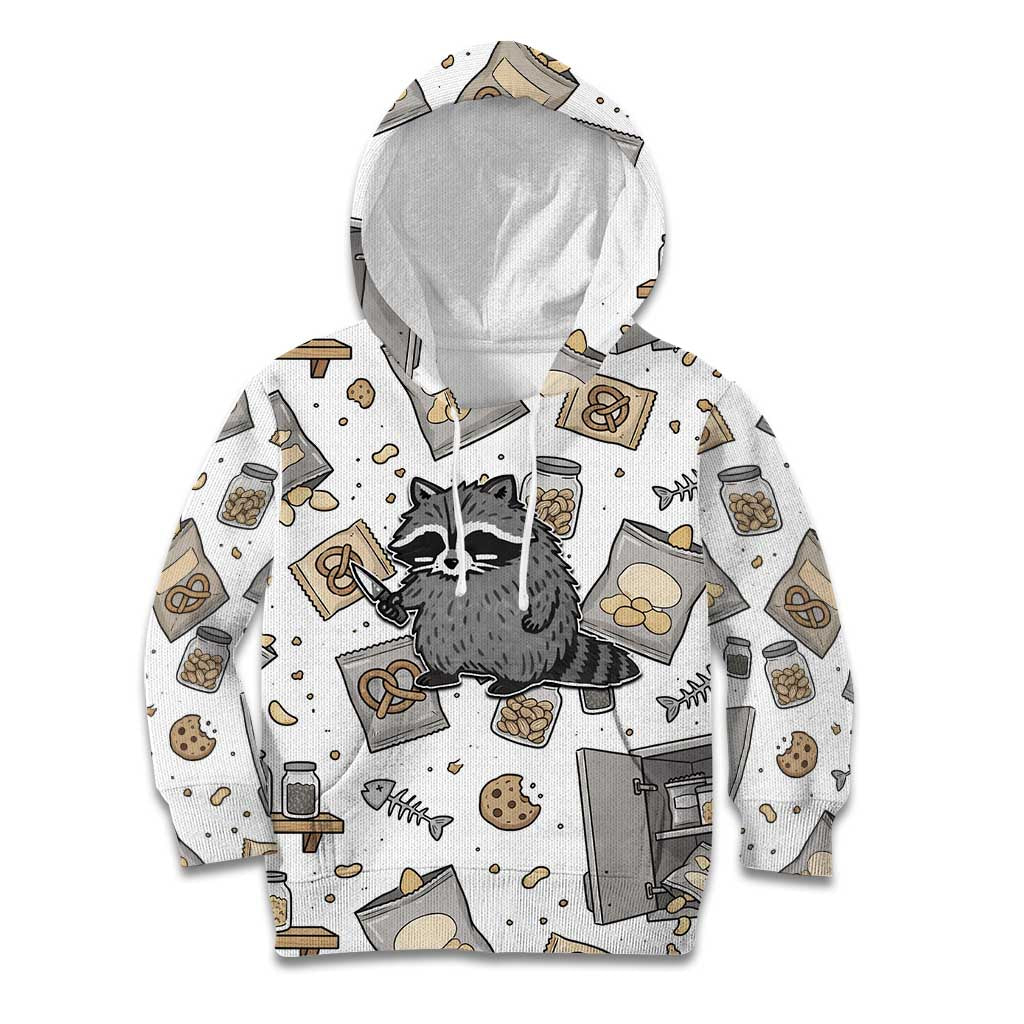 I Require Snacks Raccoon Kid Hoodie Cute Bandit Raccoon Chaos with a Knife