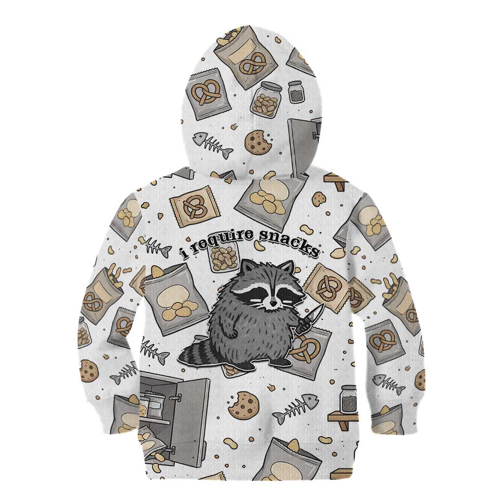 I Require Snacks Raccoon Kid Hoodie Cute Bandit Raccoon Chaos with a Knife