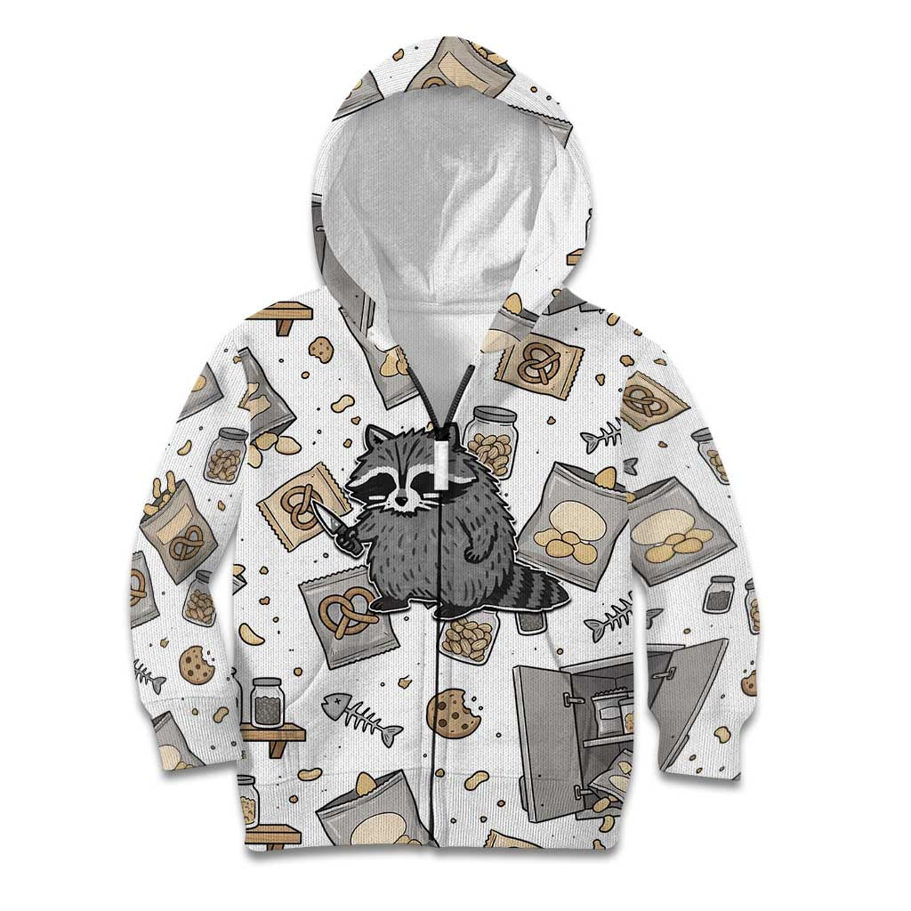 I Require Snacks Raccoon Kid Hoodie Cute Bandit Raccoon Chaos with a Knife