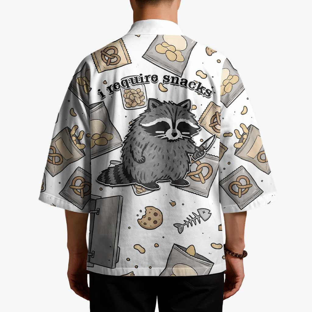 I Require Snacks Raccoon Kimono Cute Bandit Raccoon Chaos with a Knife
