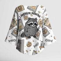 I Require Snacks Raccoon Kimono Sleeve Blouse Cute Bandit Raccoon Chaos with a Knife