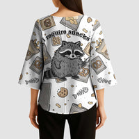 I Require Snacks Raccoon Kimono Sleeve Blouse Cute Bandit Raccoon Chaos with a Knife