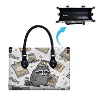 I Require Snacks Raccoon Leather Bag Cute Bandit Raccoon Chaos with a Knife