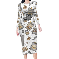 I Require Snacks Raccoon Long Sleeve Bodycon Dress Cute Bandit Raccoon Chaos with a Knife