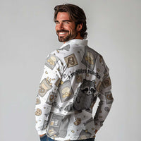 I Require Snacks Raccoon Long Sleeve Polo Shirt Cute Bandit Raccoon Chaos with a Knife