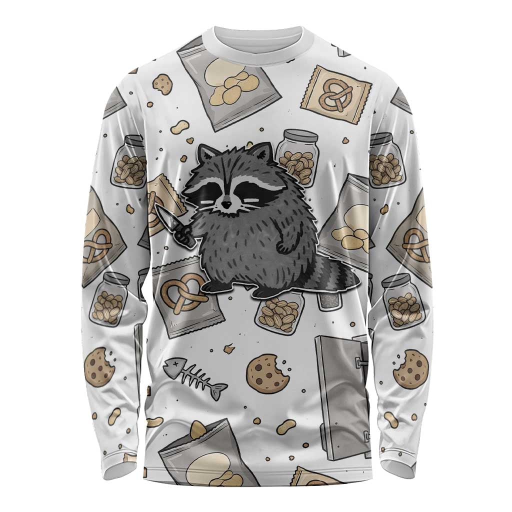 I Require Snacks Raccoon Long Sleeve Shirt Cute Bandit Raccoon Chaos with a Knife