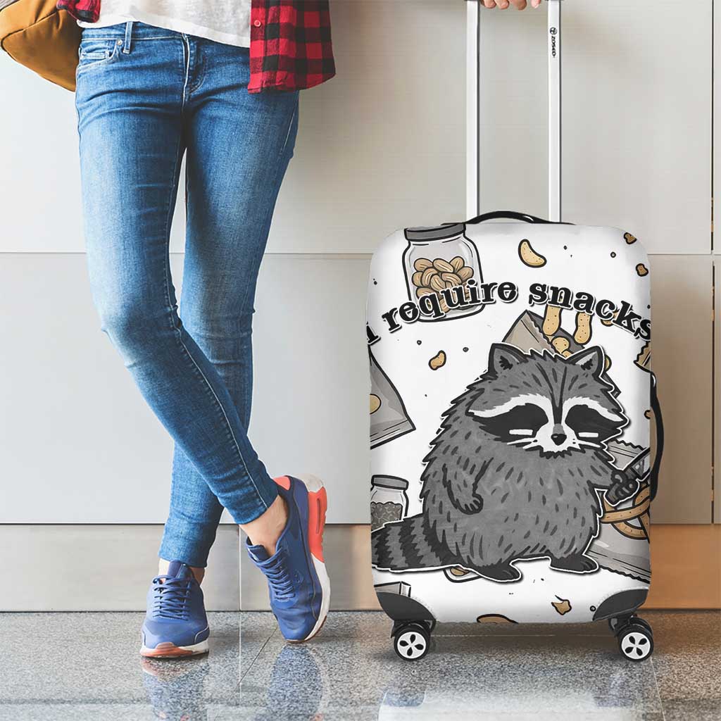 I Require Snacks Raccoon Luggage Cover Cute Bandit Raccoon Chaos with a Knife