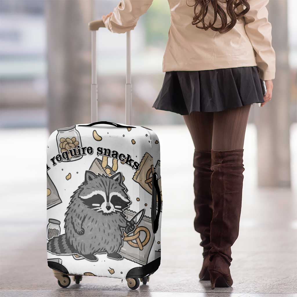 I Require Snacks Raccoon Luggage Cover Cute Bandit Raccoon Chaos with a Knife