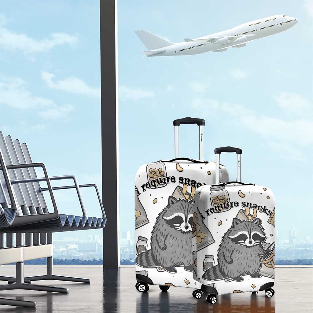 I Require Snacks Raccoon Luggage Cover Cute Bandit Raccoon Chaos with a Knife