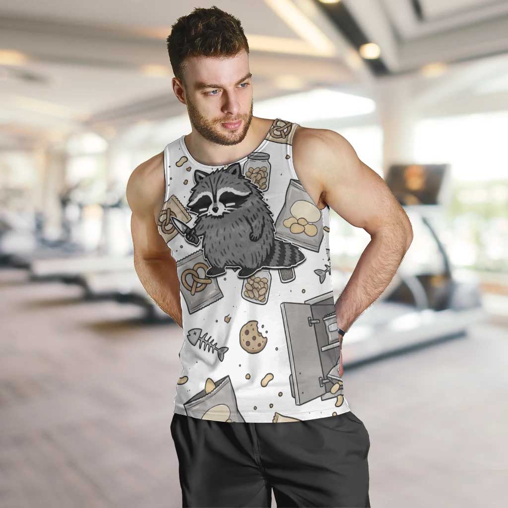 I Require Snacks Raccoon Men Tank Top Cute Bandit Raccoon Chaos with a Knife