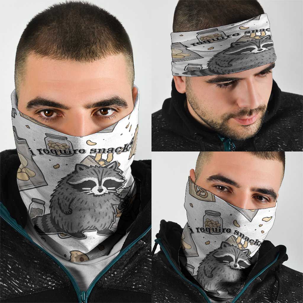 I Require Snacks Raccoon Neck Gaiter Cute Bandit Raccoon Chaos with a Knife