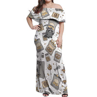 I Require Snacks Raccoon Off Shoulder Maxi Dress Cute Bandit Raccoon Chaos with a Knife