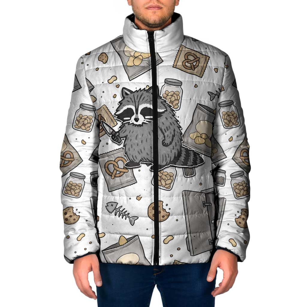 I Require Snacks Raccoon Padded Jacket Cute Bandit Raccoon Chaos with a Knife