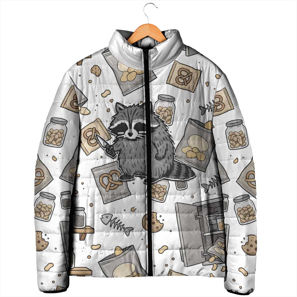 I Require Snacks Raccoon Padded Jacket Cute Bandit Raccoon Chaos with a Knife