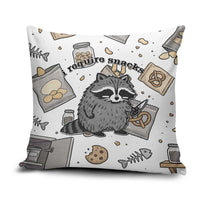 I Require Snacks Raccoon Pillow Cover Cute Bandit Raccoon Chaos with a Knife