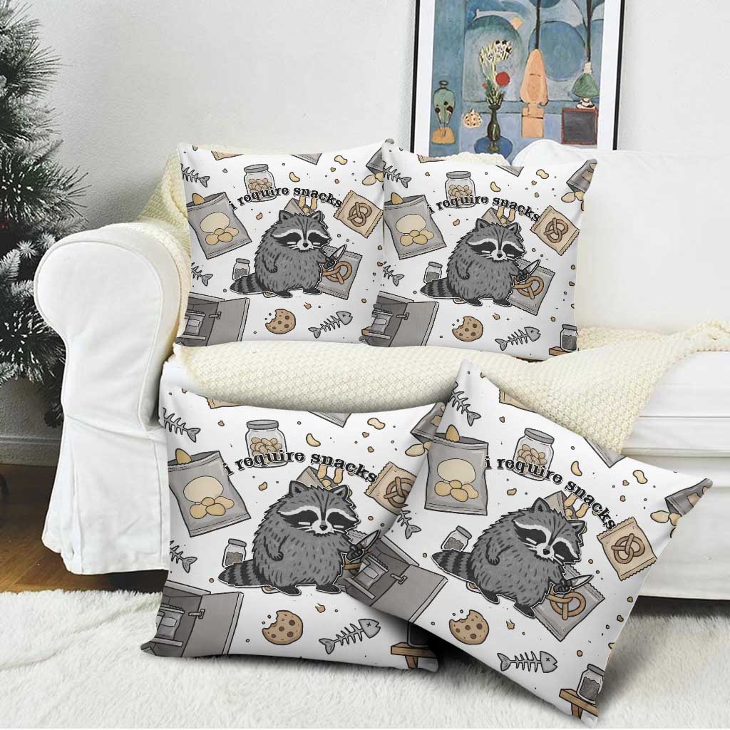 I Require Snacks Raccoon Pillow Cover Cute Bandit Raccoon Chaos with a Knife