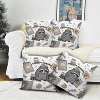 I Require Snacks Raccoon Pillow Cover Cute Bandit Raccoon Chaos with a Knife