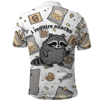 I Require Snacks Raccoon Polo Shirt Cute Bandit Raccoon Chaos with a Knife