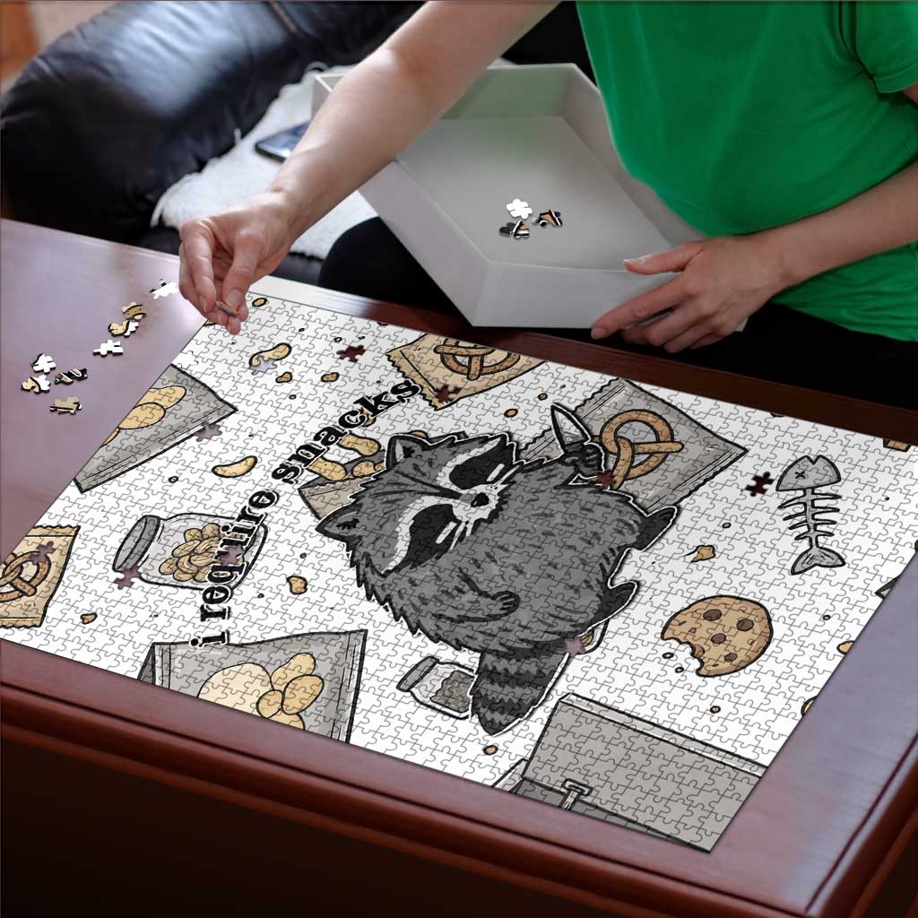 I Require Snacks Raccoon Puzzle Cute Bandit Raccoon Chaos with a Knife