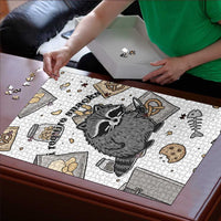 I Require Snacks Raccoon Puzzle Cute Bandit Raccoon Chaos with a Knife