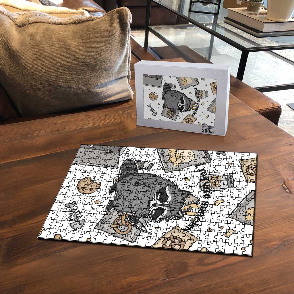 I Require Snacks Raccoon Puzzle Cute Bandit Raccoon Chaos with a Knife