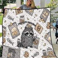 I Require Snacks Raccoon Quilt Cute Bandit Raccoon Chaos with a Knife