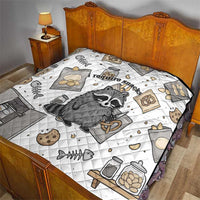 I Require Snacks Raccoon Quilt Cute Bandit Raccoon Chaos with a Knife