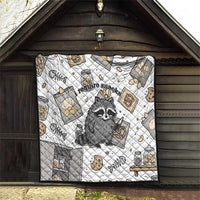 I Require Snacks Raccoon Quilt Cute Bandit Raccoon Chaos with a Knife