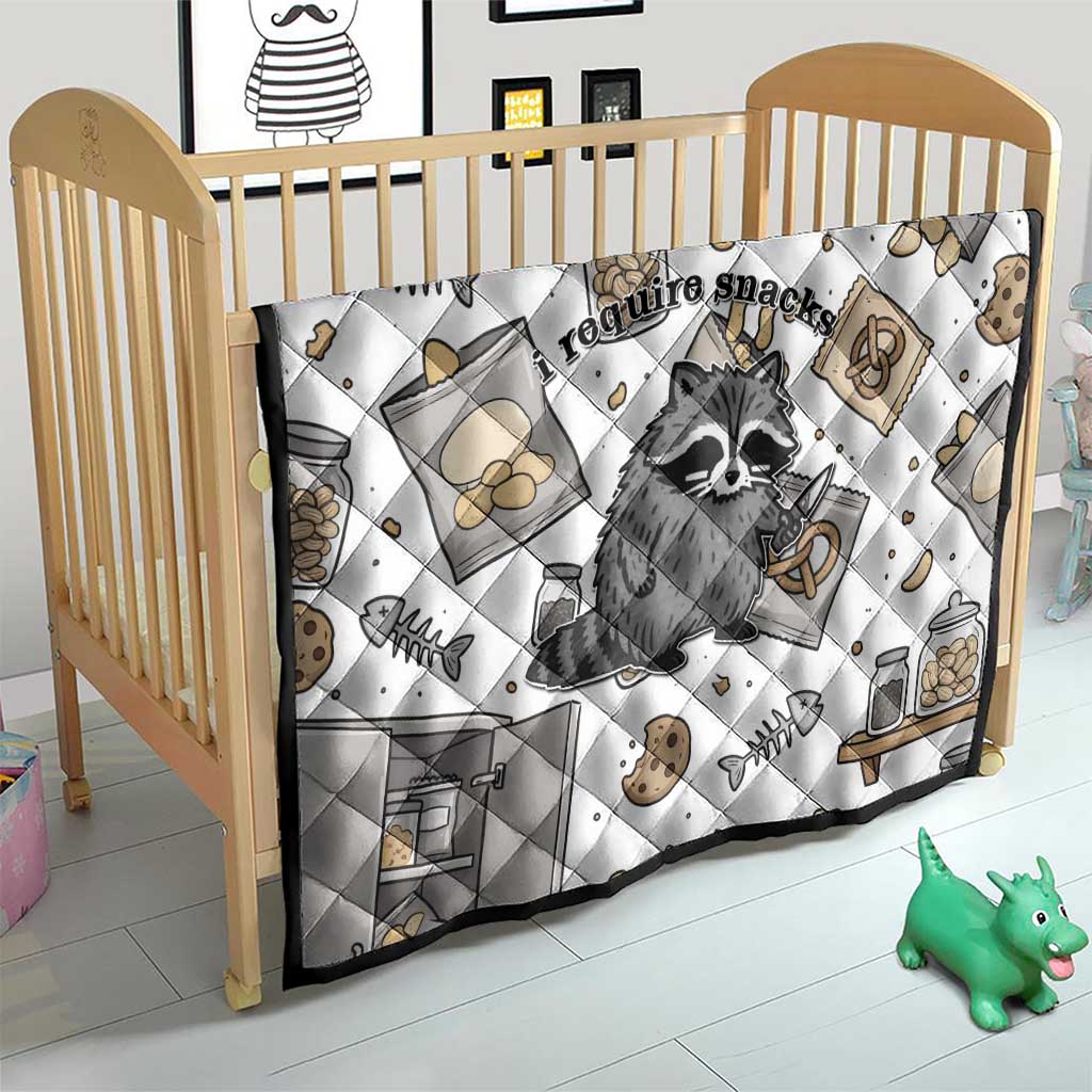 I Require Snacks Raccoon Quilt Cute Bandit Raccoon Chaos with a Knife